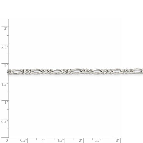 4mm Rhodium Plated Sterling Silver Solid Figaro Chain Necklace, 20 In - Picture 3 of 7